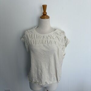 Pilcro Cream Short Sleeve Blouse